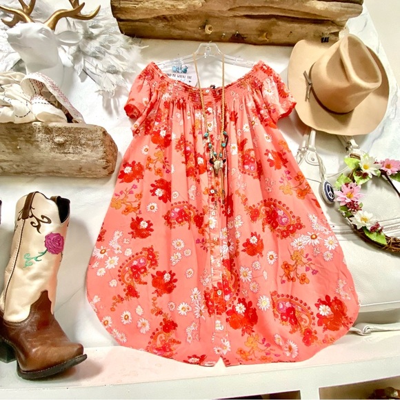 Anthropologie Tops - Anthropologie Patrons Of Peace off the shoulder tunic/mini dress w prairie vibe
